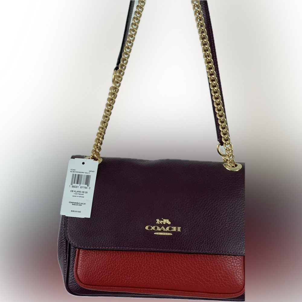 Coach Klare Nwt $450 Boysenberry Burgundy and Red Women's Bag - Picture 2 of 11